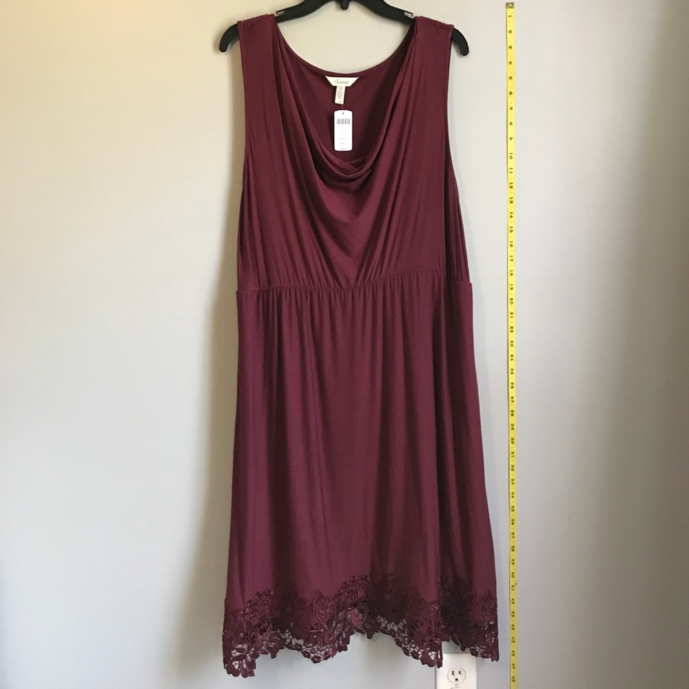 Soma Jersey & Lace Wine Colored Dress Size XL